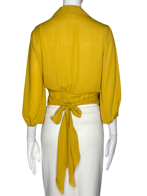 Blusa New York & Company Mangas Larga Amarillo - Talla XS