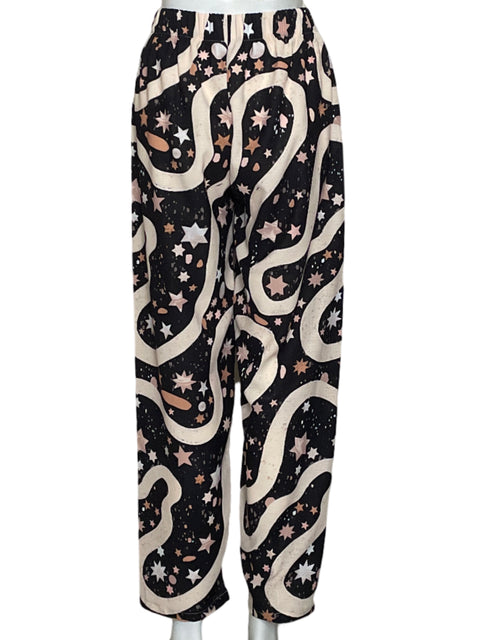 Pantalón Lobo.Rosa Valeria Negro-Talla S