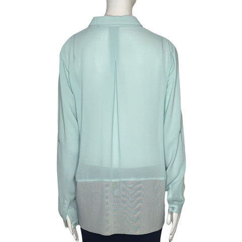 Camisa Tahari Arthur S. Levine Malla Verde-Talla M