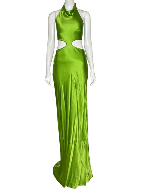 Vestido Amanda Uprichard Cut Out Satin Verde-Talla M