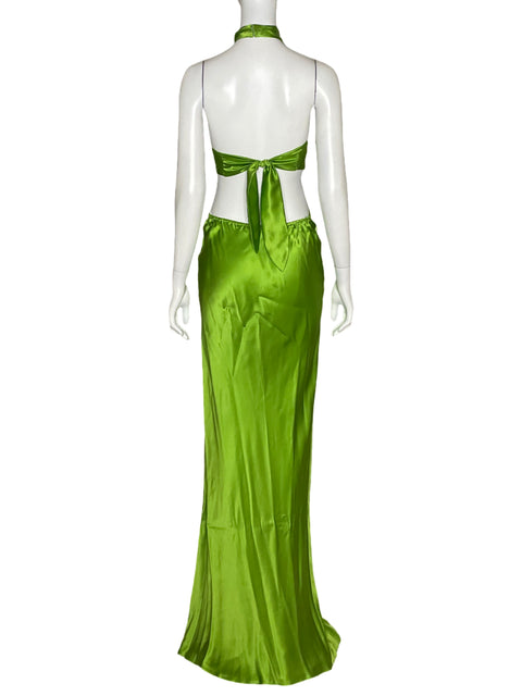 Vestido Amanda Uprichard Cut Out Satin Verde-Talla M