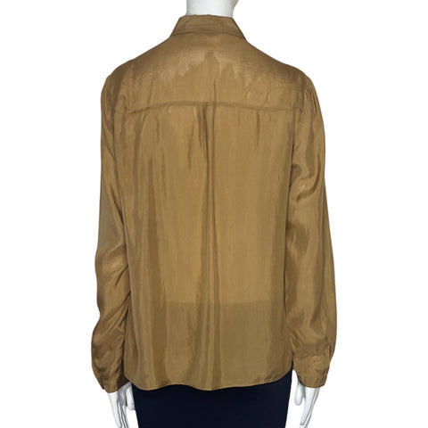 Camisa Massimo Dutti Satinada Marron-Talla 10