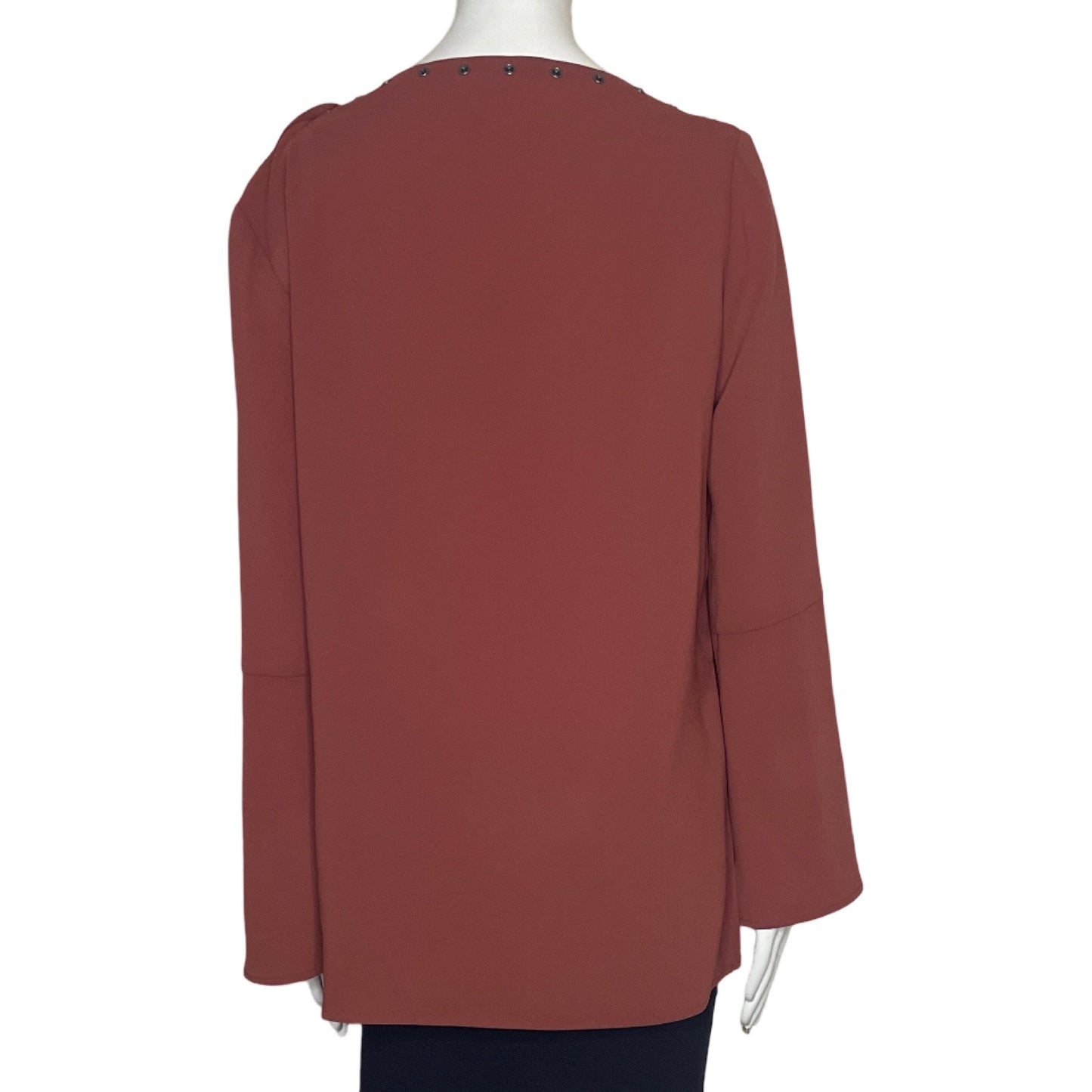 Blusa BCBG Cuello Botones Tap Marron-Talla S