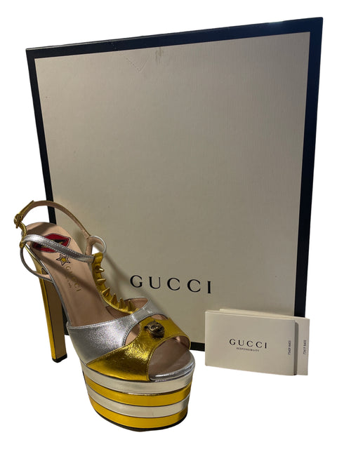 Calzado Gucci Metallic Angel Leather
Platform Pumps Dorado-Talla 40