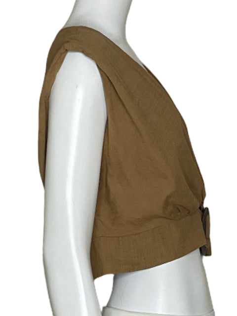 Top Zara Cinturon Marron- Talla XL