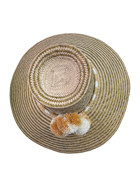 Sombrero Tesoro TPS Ala Corta Pompom Beige- Talla U