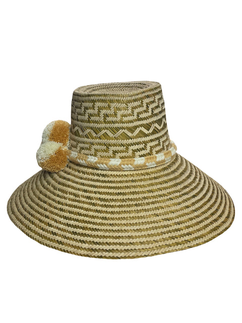 Sombrero Tesoro TPS Ala Corta Pompom Beige- Talla U