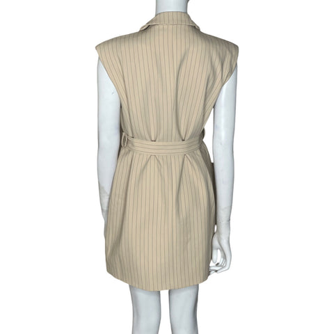 Vestido Curaae Solene Vest Pinstripe Mini Beige-
Talla S