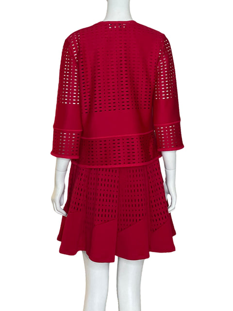 Vestido Joseoh Ribkoff Troquelado Rojo- Talla 6
