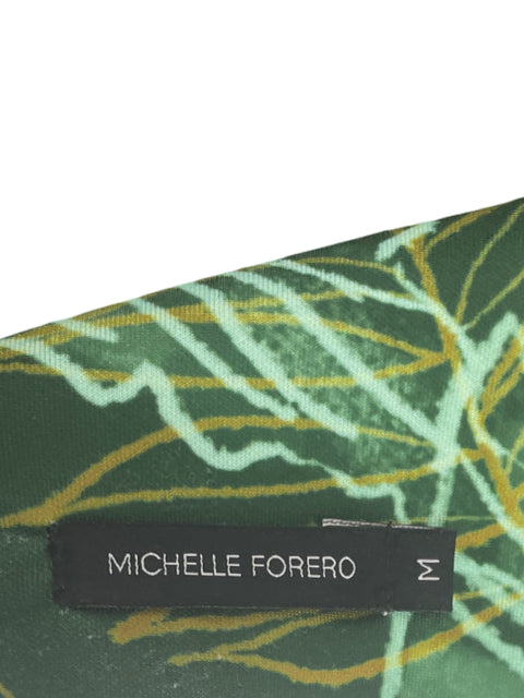 Vestido Michelle Forero Estampado Hojas Verde-Talla M