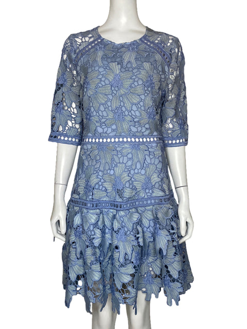 Vestido Just Me Estampado Encaje Azul - Talla M
