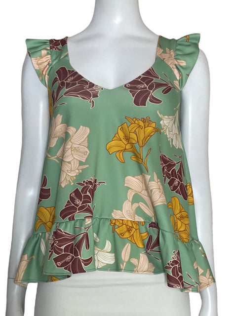 Blusa Michelle Forero Estampado Flores Verde-Talla S
