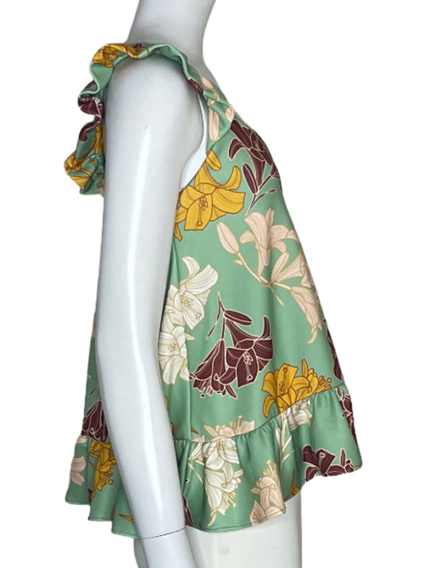 Blusa Michelle Forero Estampado Flores Verde-Talla S