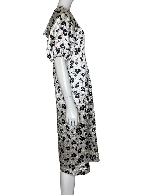 Vestido Bimba y Lola Mangas Puff Flores Blanco - Talla S