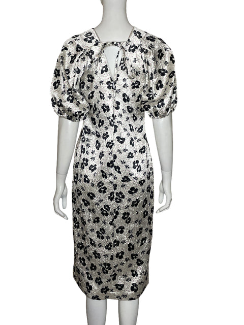 Vestido Bimba y Lola Mangas Puff Flores Blanco - Talla S