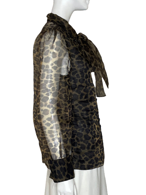 Blusa Zara Leopard Print Verde - Talla XL