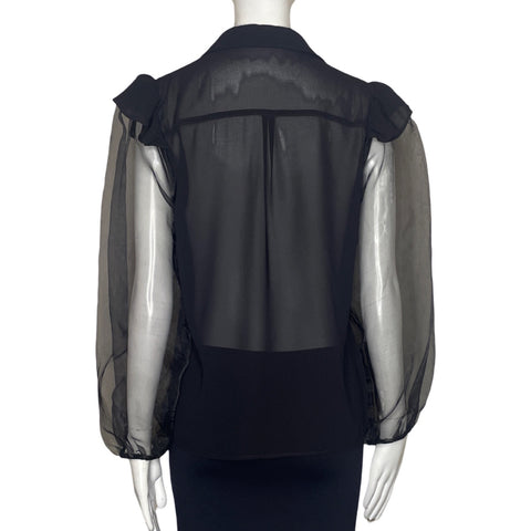 Blusa ELA Mangas TRansparentes Negro-Talla XS
