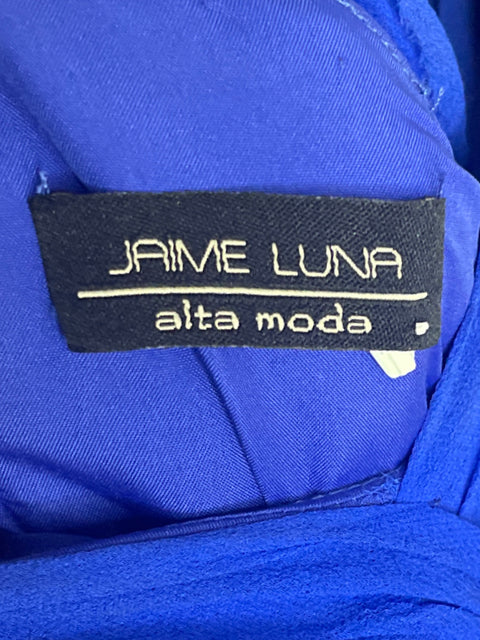 Vestido Jaime Luna Encaje Flores Azul-Talla S
