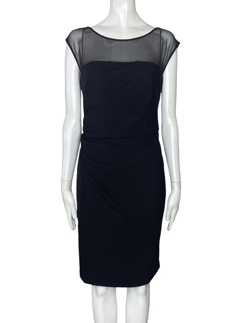 Vestido Vera Wang Drapeado Maya Negro-Talla 10