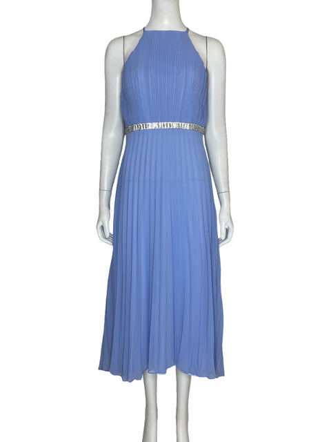 Vestido DFI Halter Pliegues Azul-Talla M