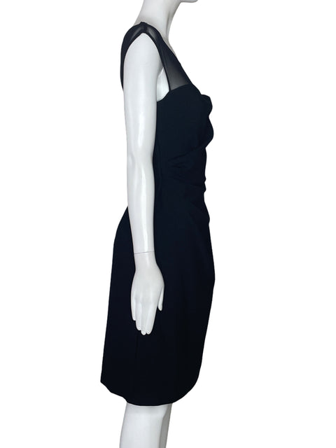 Vestido Vera Wang Drapeado Maya Negro-Talla 10