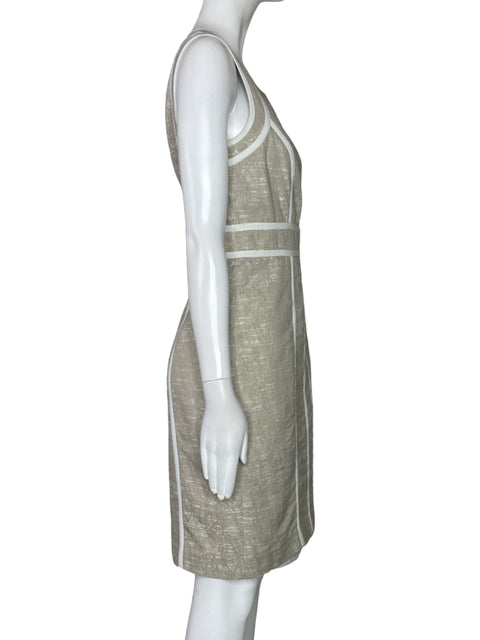 Vestido Calvin Klein Lineas Midi Beige-Talla 10