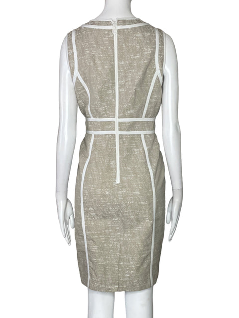 Vestido Calvin Klein Lineas Midi Beige-Talla 10