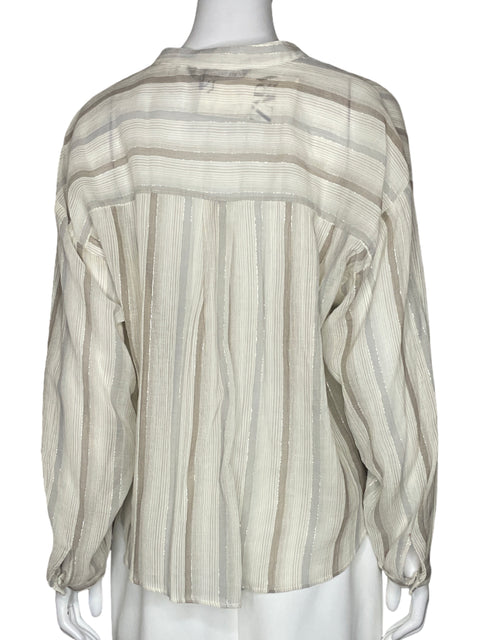 Blusa Zara Lineas Brillante Beige - Talla S