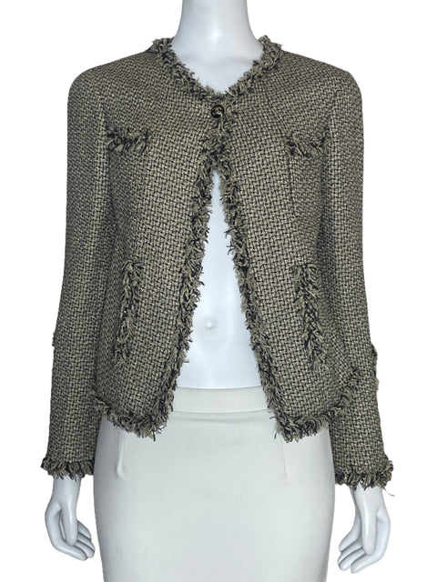 Chaqueta Chanel Tweed CC Logo Dorado-Talla 38