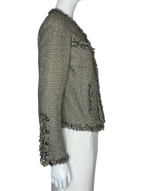 Chaqueta Chanel Tweed CC Logo Dorado-Talla 38
