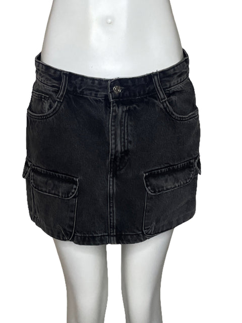 Falda Zara Doble Bolsillo Negro - Talla M