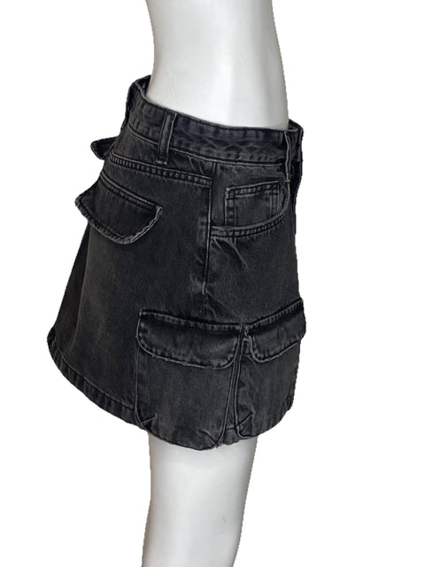 Falda Zara Doble Bolsillo Negro - Talla M