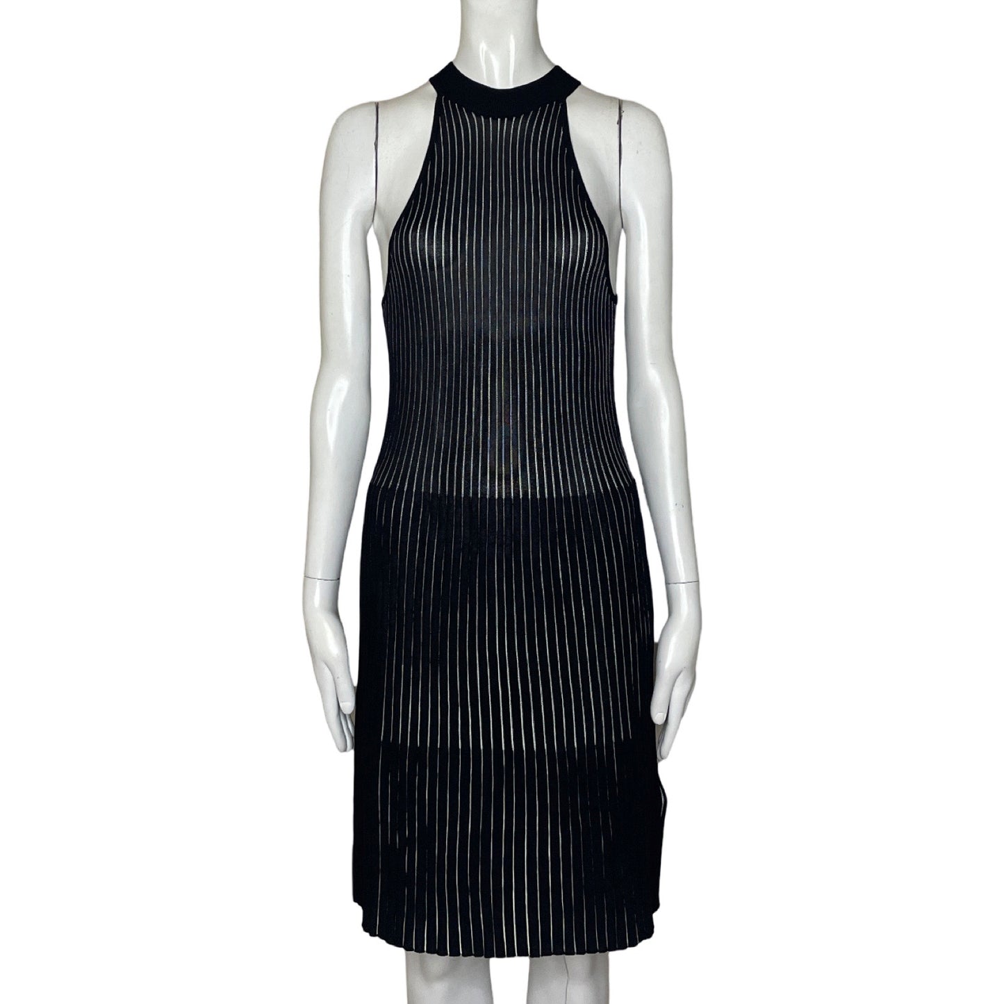 Vestido DESIGUAL Halter Líneas Negro - Talla S