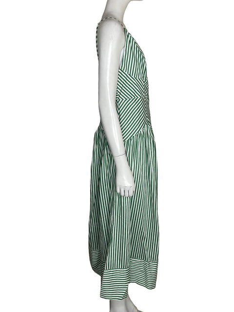 Vestido Farm de Algodón Cuello v Rayas Verde - Talla L