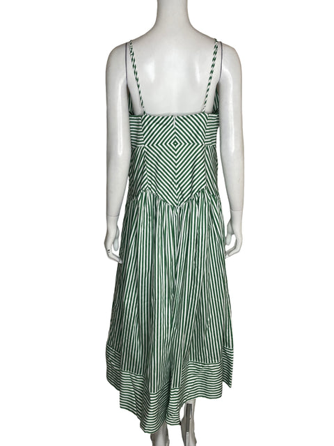 Vestido Farm de Algodón Cuello v Rayas Verde - Talla L