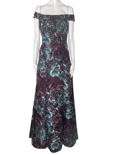 Vestido Aidan Matox Flores Acampanado Morado-Talla S
