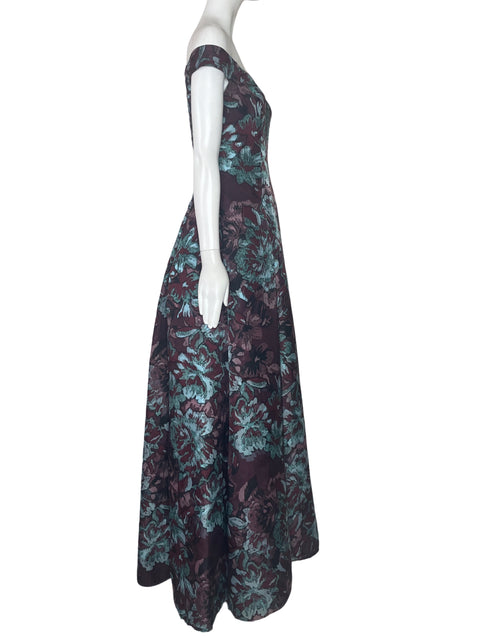 Vestido Aidan Matox Flores Acampanado Morado-Talla S