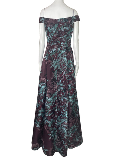 Vestido Aidan Matox Flores Acampanado Morado-Talla S