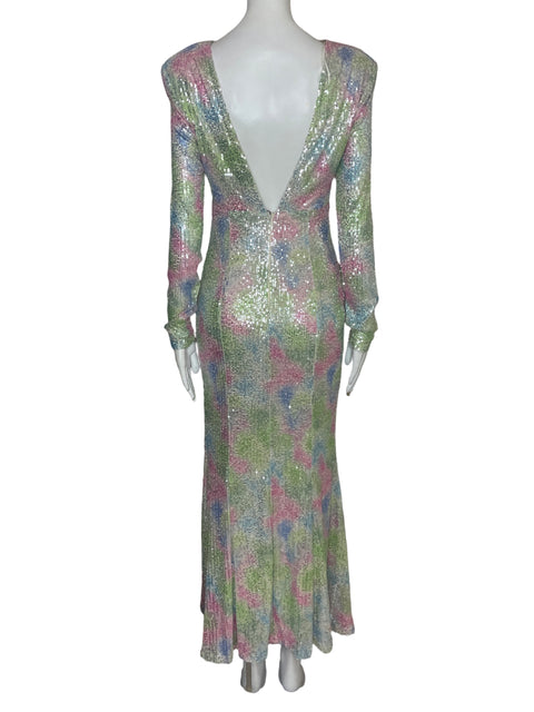 Vestido Mable Lentejuelas Mangas Verde-Talla S
