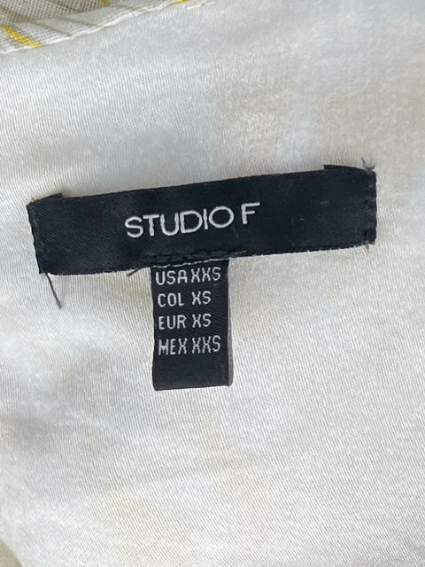 Top Studio F Crop Manga Larga Amarillo-Talla XXS