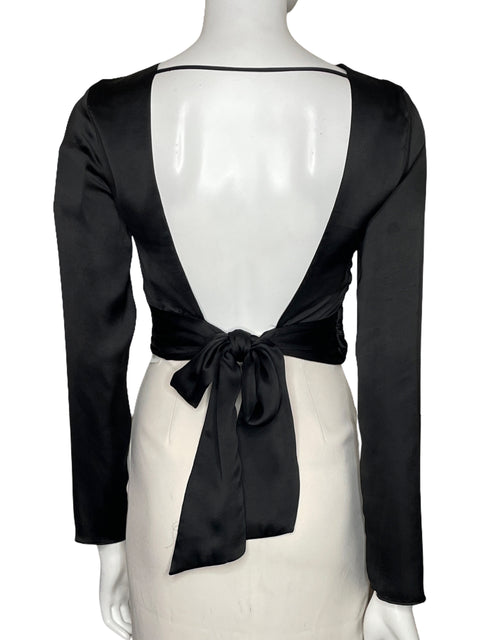 Blusa Zara Back Out Lazo Negro-Talla S