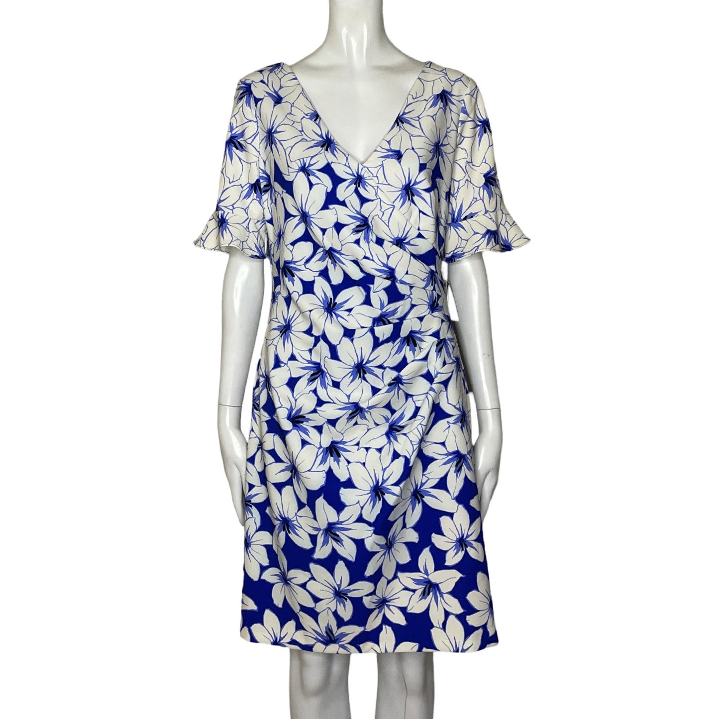 Vestido ADRIANNA PAPELL Drapeado Floral  Azul - Talla 6