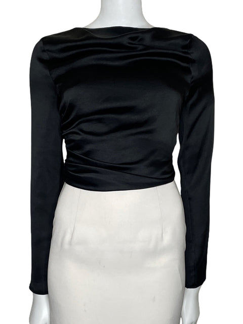 Blusa Zara Back Out Lazo Negro-Talla S