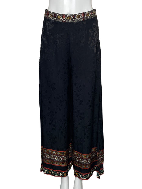 Pantalón Desigual Satinado Floral Negro-Talla 36