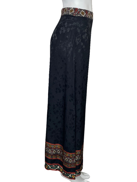 Pantalón Desigual Satinado Floral Negro-Talla 36