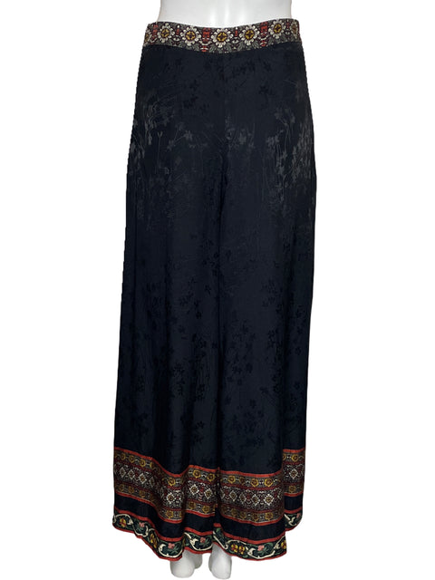Pantalón Desigual Satinado Floral Negro-Talla 36