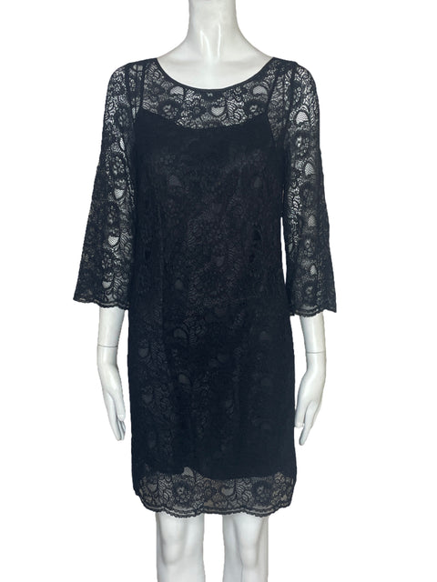 Vestido Tesoro TPS Encaje Mangas Negro-Talla S