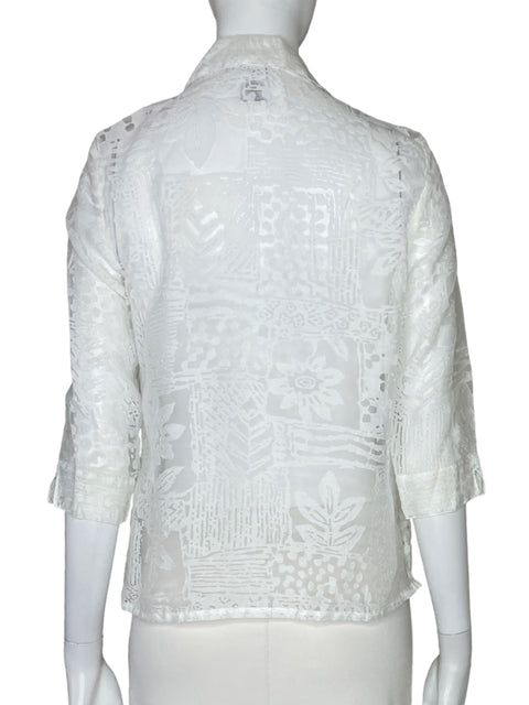 Blusa Petite Sophisticate Transparente Flores Blanco-Talla S