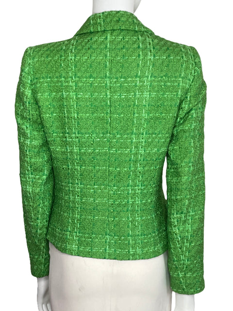 Blazer Zara Tweed Botones Verde-Talla M