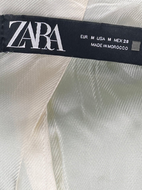 Blazer Zara Tweed Botones Verde-Talla M